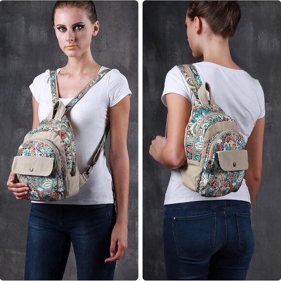 Women’s Crossbody Sling Backpack Travel Hiking Chest Daypack Green